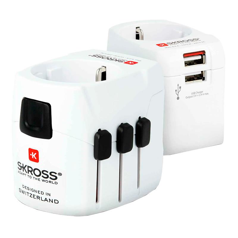 ADAPTADOR DE TOMADAS UNIVERSAL SKROSS PRO LIGHT WORLD USB ADAPTER