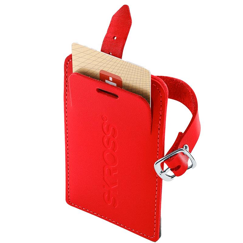 ETIQUETAS DE BAGAGEM EM COURO 70X110MM SKROSS SKTA1001LUTRECN VERMELHA