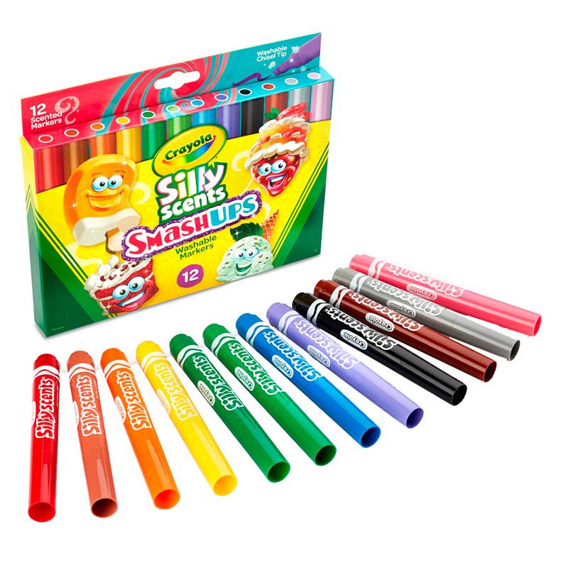 KIT CRAYOLA COM 12 MARCADORES COM PONTA DE CINZEL LAVAVEIS C588.279