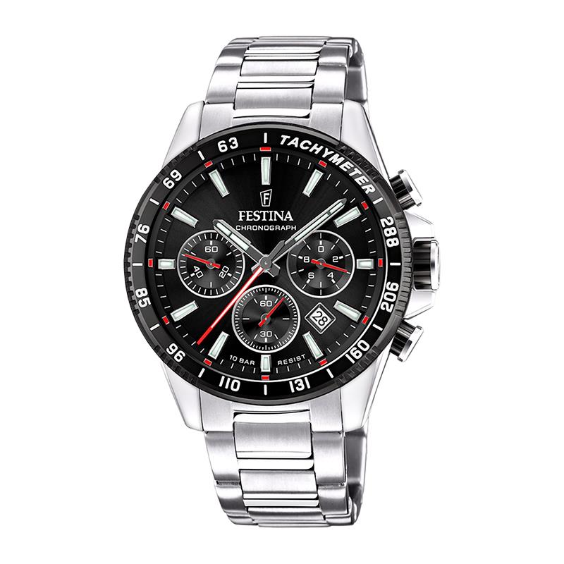 RELOGIO FESTINA TIMELESS CHRONOGRAPH INOX HOMEM F20560/6 PRETO PRATA