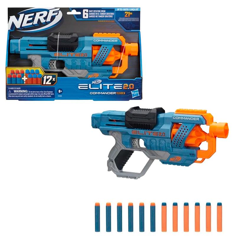 LANCADOR DE DARDOS HASBRO NERF ELITE 2.0 COMMANDER RD 6 E9486 + 12 DARDOS