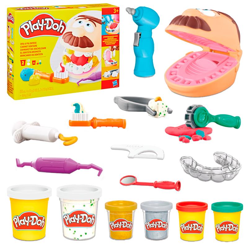 MASSA DE MODELAR HASBRO JOGO DENTISTA COM INSTRUMENTOS E MASSAS DE CORES F1259