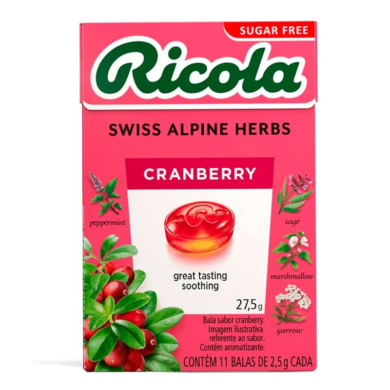 KIT C/BALINHAS RICOLA CRANBERRY ZERO ACUCAR DE ERVAS SUICAS 20X40G