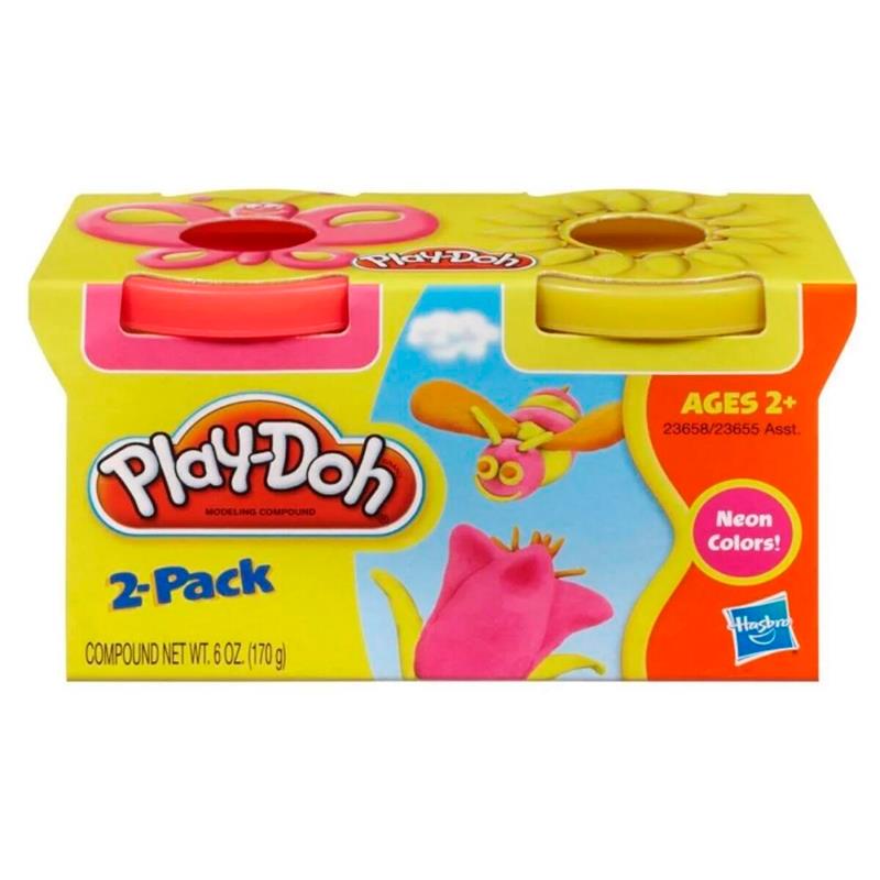 MASSA DE MODELAR PLAY-DOH 2 POTE 23658 23655 ROSA AMARELO