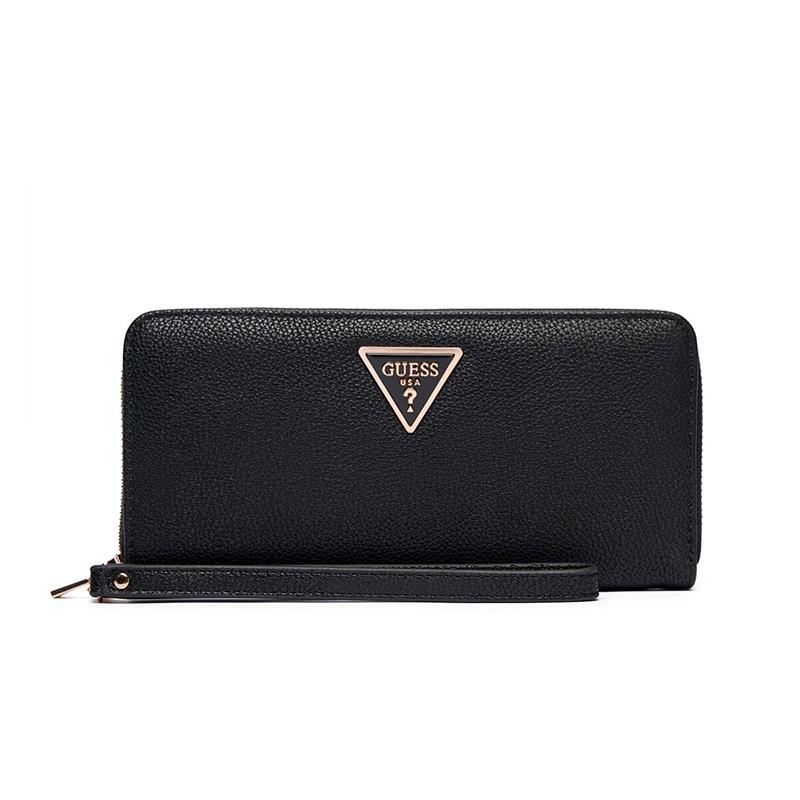 CARTEIRA GUESS FEMININA LAUREL II SLG LARGE ZIP AROUND PRETO BG7459146BLA