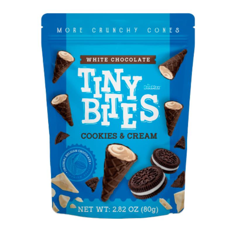 MINI CASQUINHA DE BISCOITOS E CREME BEEMAX TINY BITES 12,4% CACAU 80G