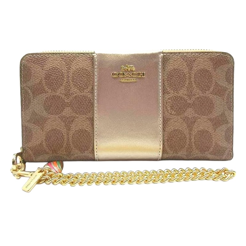 CARTEIRA COACH FEMININA WALLET TAN LIGHT CHAMPAGNE CX178