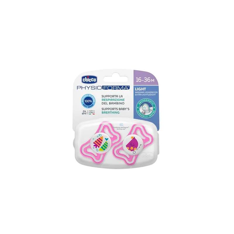 CHUPETA PHYSIO LIGHT CHICCO 16 A 36 MESES 2UN ROSA 7103511