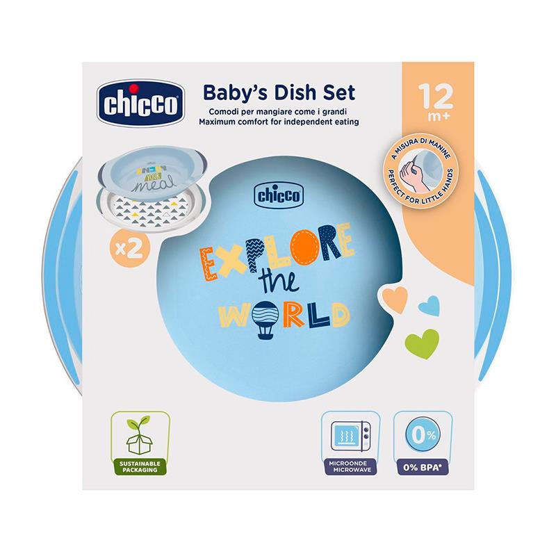 KIT JOGOS DE PRATOS PARA BEBE CHICCO AZUL MESES AZUL 16002200