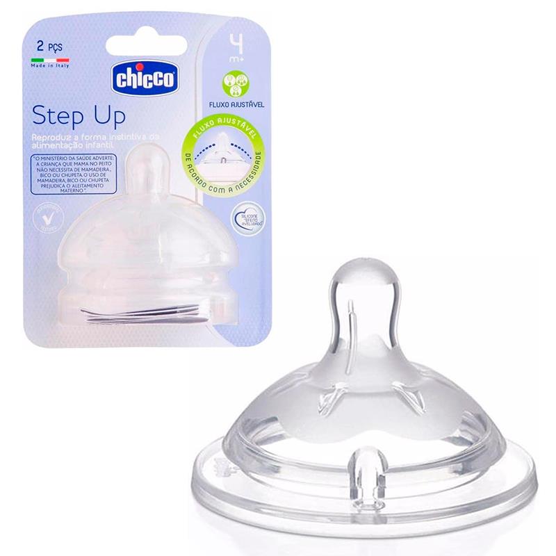 BICO DE MAMADEIRA PARA BEBE CHICCO SILICONE 2UN 4 MESES 81035