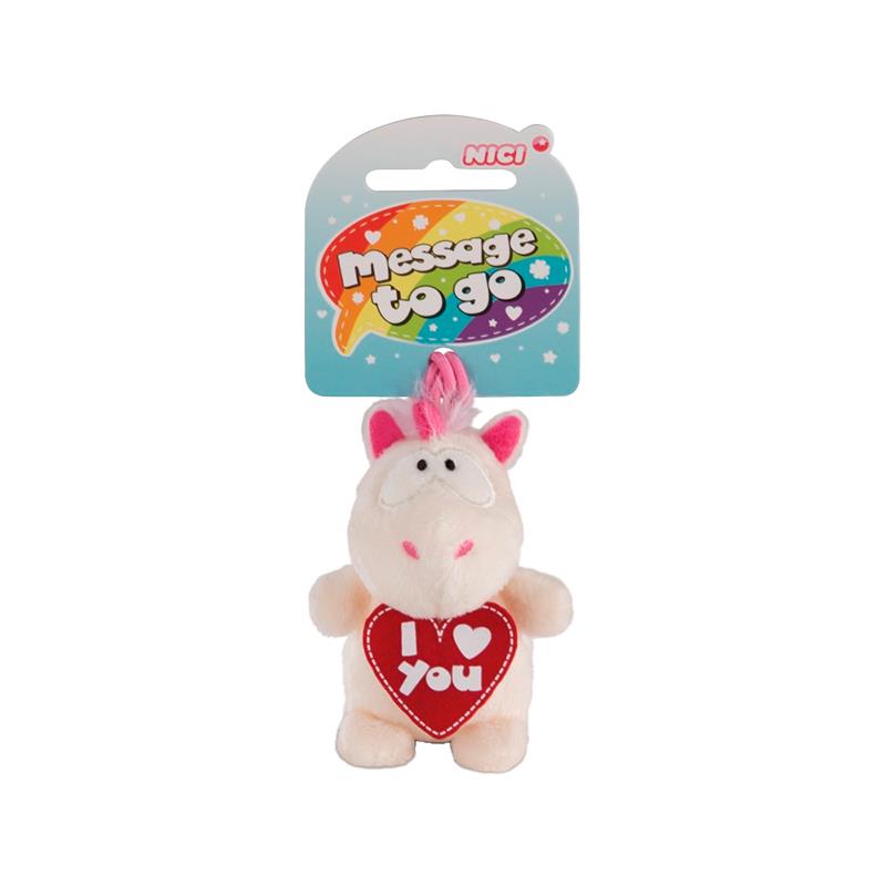 PINGENTE DE PELUCIA NICI UNICORNIO THEODOR I LOVE YOU 42724