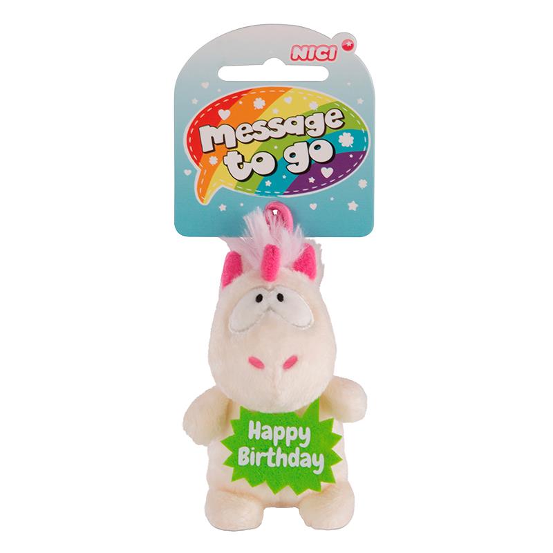 PINGENTE DE PELUCIA NICI UNICORNIO THEODOR NIVI FELIZ ANIVERSARIO 8CM 42722