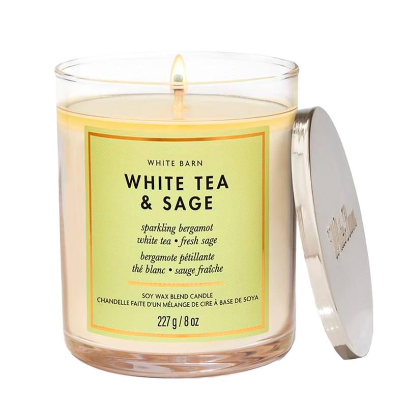 VELA PERFUMADA BATH BODY WORKS TUMBLER CANDLE WHITE TEA N SAGE 236G
