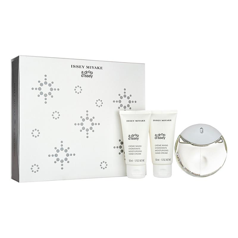 SET PERFUME ISSEY MIYAKE A DROP DISSEY EDP 50ML 2 CREME PARA AS MAOS 50ML