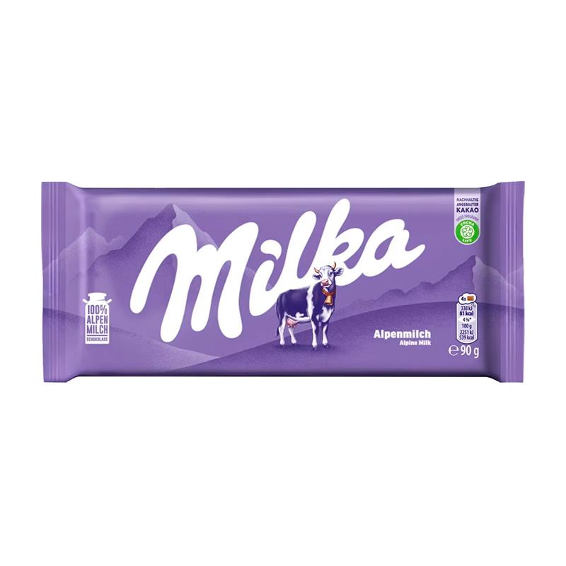 BARRA DE CHOCOLATE MILKA AO LEITE ALPINO 90G