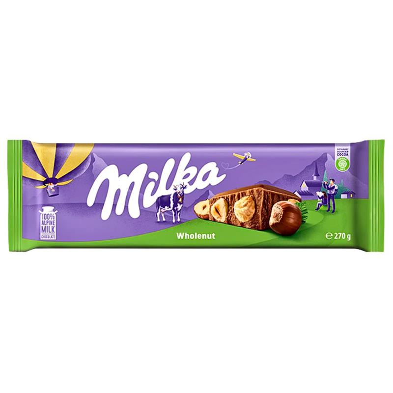 BARRA DE CHOCOLATE MILKA WHOLENUT 250G