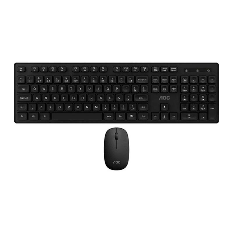 TECLADO E MOUSE S/FIO AOC 2.4GHZ PRETO KM300B/FG