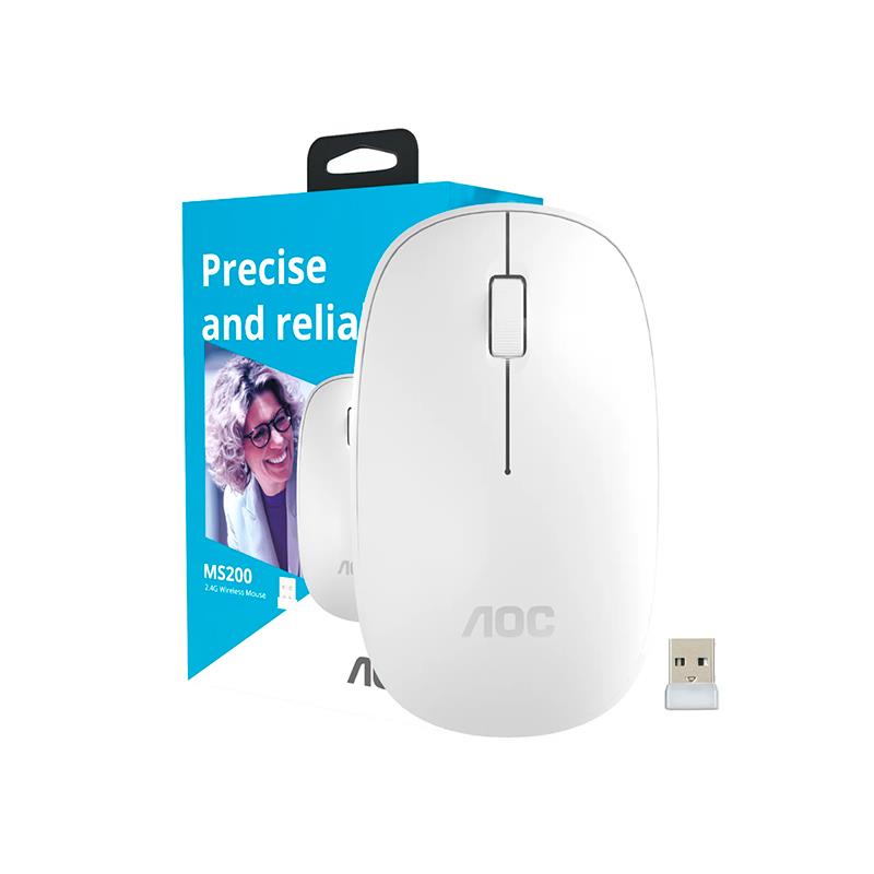 MOUSE S/FIO AOC 2.4GHZ BRANCO MS200