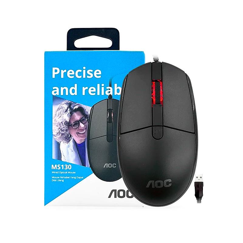 MOUSE COM FIO AOC OFFICE MS130B/LA PRETO