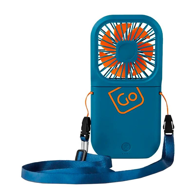 VENTILADOR PORTATIL GO TRAVEL COMPACTO ELETRICO BATERIA 3000MAH AZUL LARANJA REF 506,201