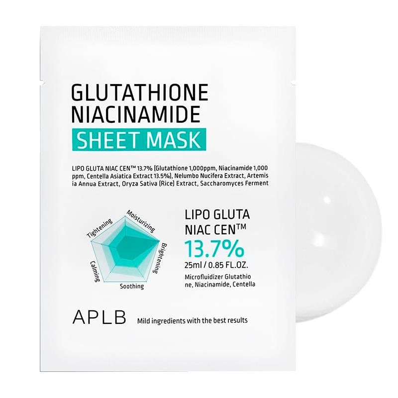 MASCARA FACIAL APLB GLUTATHIONE NIACINAMIDE SHEET MASK 10 10UNX25ML
