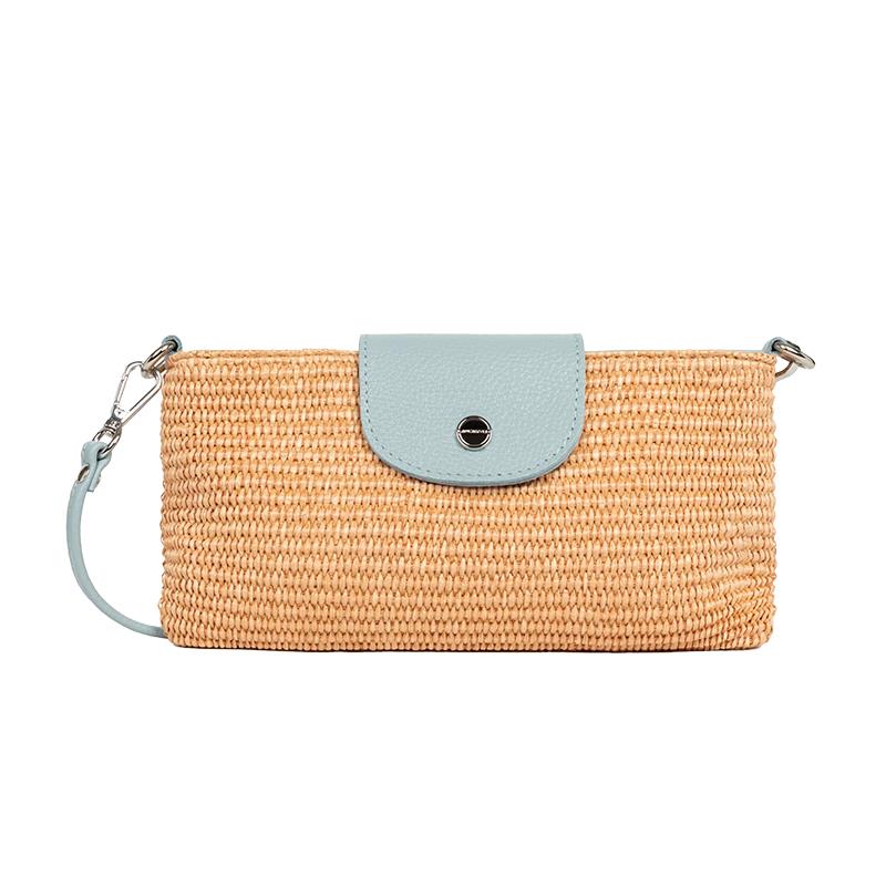 BOLSA FEMININA DE MAO LANCASTER MINI OSIER ITALIA 480117 BLEU FUME