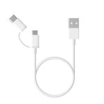CABO XIAOMI 2 EM 1 USB A-C/MICROUSB 30CM BRANCO
