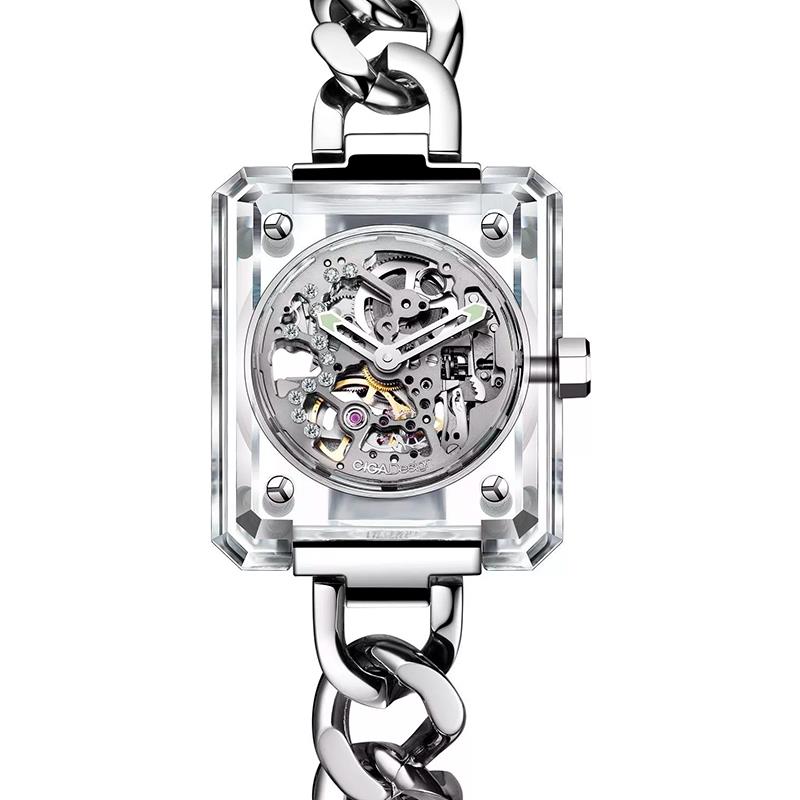 RELOGIO FEMININO CIGA DESIGN MECHANICCAL CRYSTAL LOVE R032-CS01-W5WH