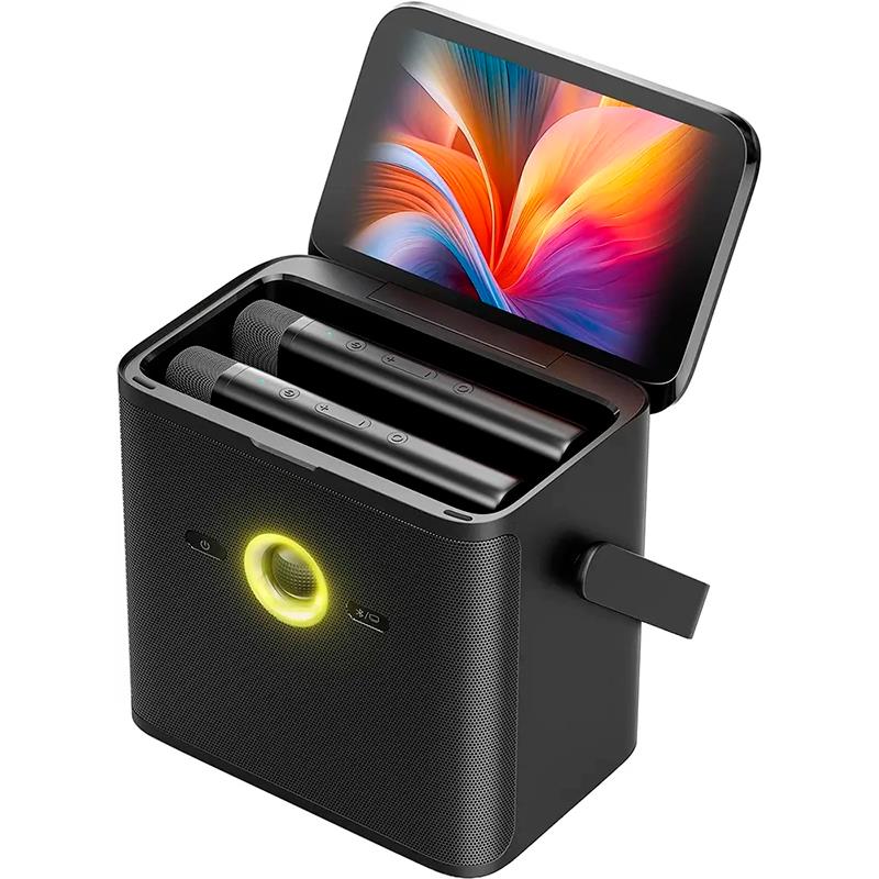 SPEAKER DE KARAOKE S/FIO JOOG SHELL S3 80W TELA 7 2X MICROFONES PRETO