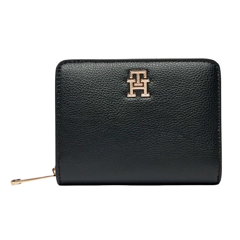 CARTEIRA FEMININA TOMMY HILFIGER TH SOFT LOGOTAPE MED ZA AW0AW16917BDSOS PRETO