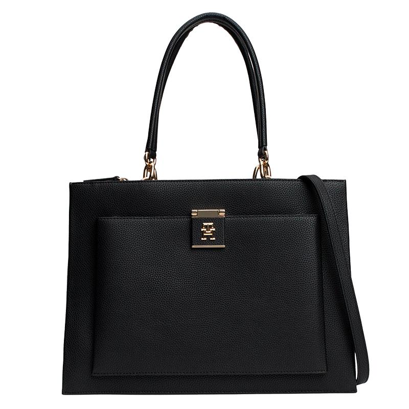 BOLSA FEMININA TOMMY HILFIGER TH HER SATCHEL PRETO AW0AW17035BDSOS