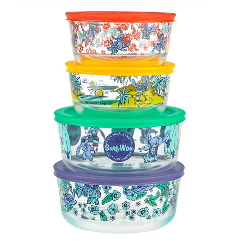 CONJUNTO PYREX HELLO KITTY TIGELAS DE VIDRO COM TAMPA 4UN