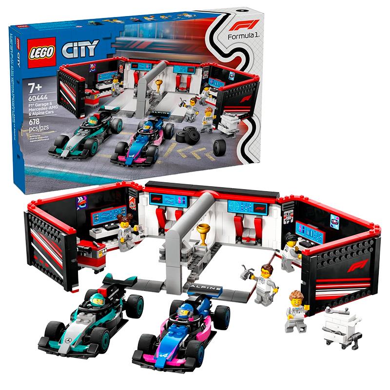 BRINQUEDO LEGO F1 GARAGE E MERCEDES AMG E ALPINE CARS 60444 678PCS
