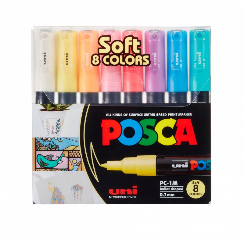 MARCADORES UNI POSCA 8 CORES PASTEL PC1M 0,7MM MAR1PC/8P