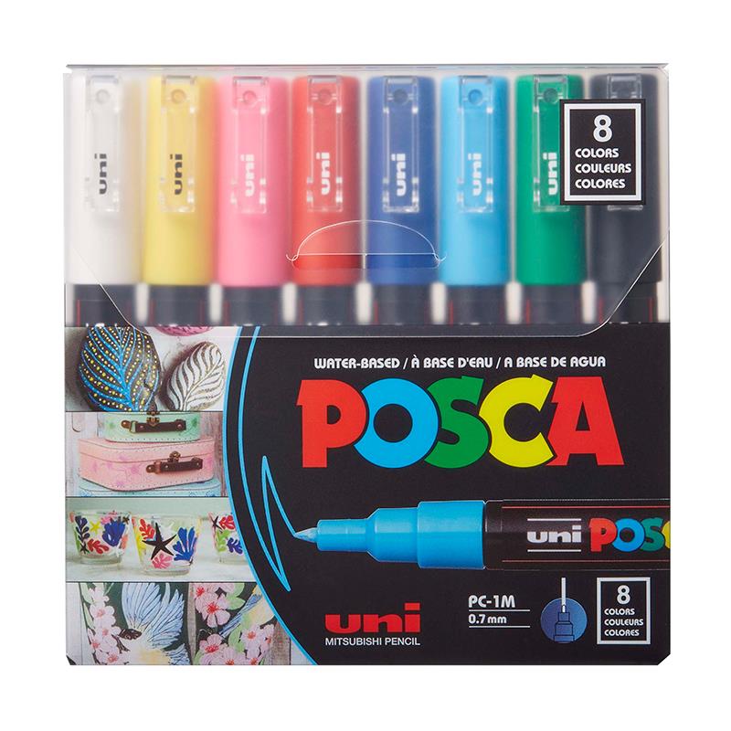 MARCADORES UNI POSCA 8 CORES PC1M 0,7MM MAR1PC/8