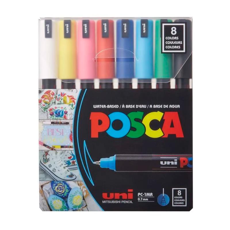 MARCADORES UNI POSCA 8 CORES PC1MR 0,7MM MAR1MR/8