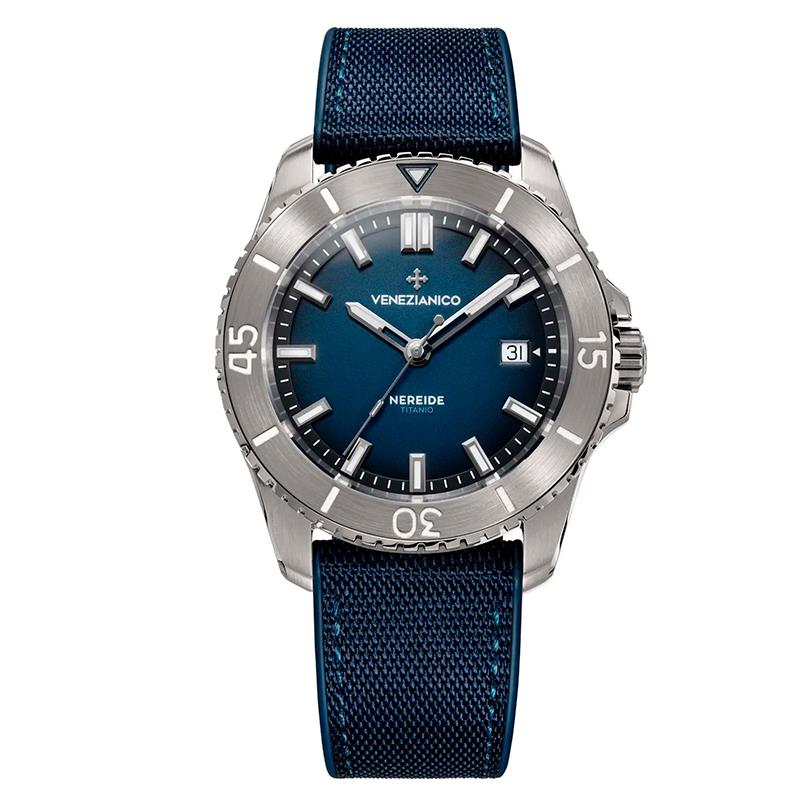 RELOGIO AUTOMATICO MASCULINO VENEZIANICO NEREIDE TITANIO 42MM MOSTRADOR 4521558 AZUL
