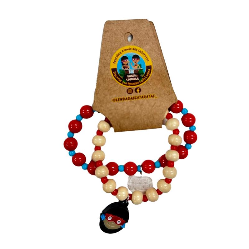 KIT COM 2 PULSEIRAS NAIPI E TAROBA VERMELHO E AZUL