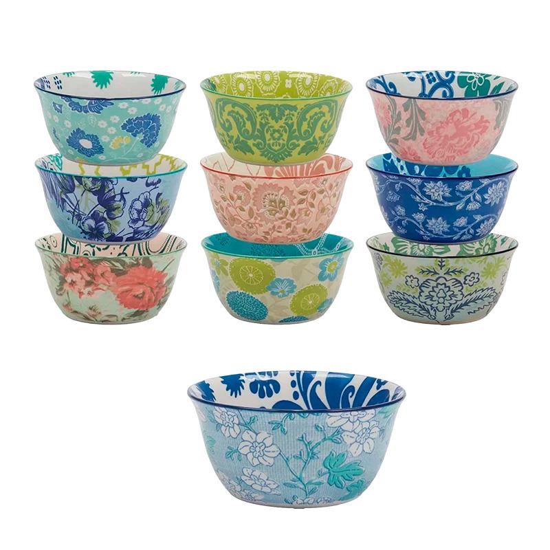 CONJUNTO DE TIGELAS DE CERAMICA PROVENCE FLORAL PRINT 10UN
