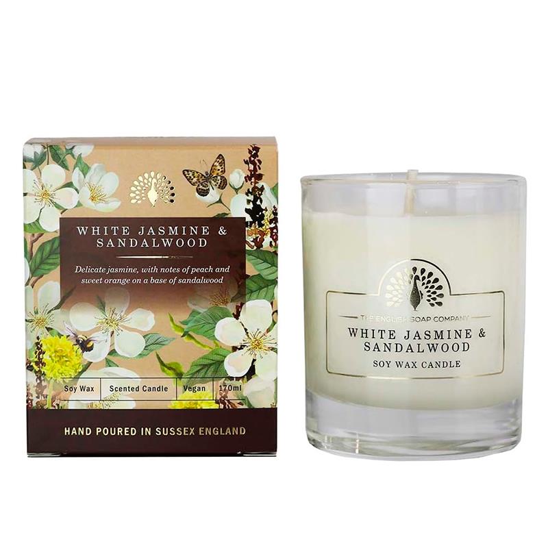 VELA DE SOJA THE ENGLISH SOAP COMPANY WHITE JASMINE SANDALWOOD 170ML