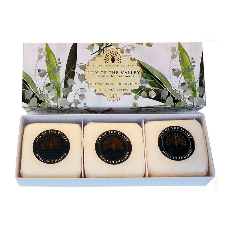 KIT SABONETE EM BARRA THE ENGLISH SOAP COMPANY BATH HAND SOAP LILY OF THE VALLEY 3X100G
