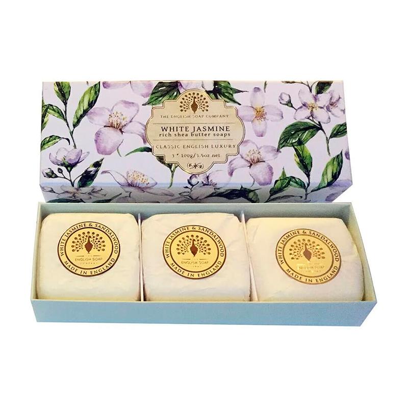 KIT SABONETE EM BARRA THE ENGLISH SOAP COMPANY BATH BODY HAND SOAP WHITE JASMINE 3X100G