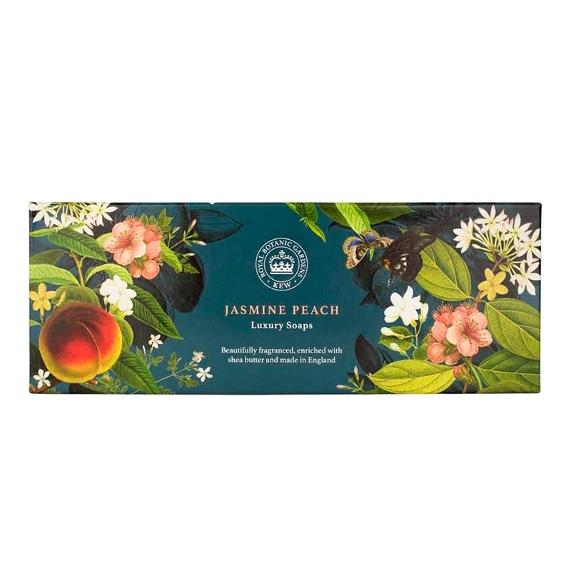 KIT SABONETE EM BARRA THE ENGLISH SOAP COMPANY KEW GARDENS SOAP JASMINE PEACH 3X100G