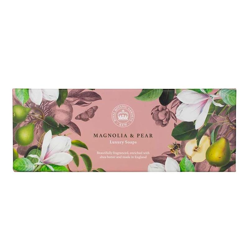 KIT SABONETE EM BARRA THE ENGLISH SOAP COMPANY KEW GARDENS SOAP MAGNOLIA PEAR 3X100G
