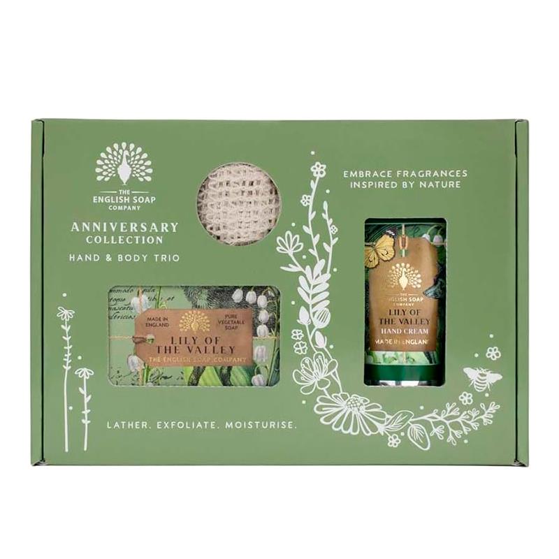 KIT THE ENGLISH SOAP COMPANY CREME DE MAOS 75ML SABONETE EM BARRA 190G SACO DE SISAL LILY OF THE VALLEY