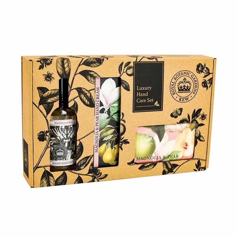 KIT THE ENGLISH SOAP COMPANY CREME DE MAO 75ML SABONETE EM BARRA 240G DESINFETANTE DE MAOS MAGNOLIA PEAR