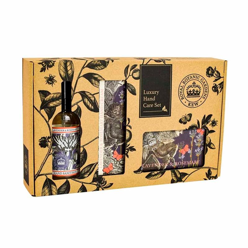 KIT THE ENGLISH SOAP COMPANY CREME DE MAO 75ML SABONETE EM BARRA 240G DESINFETANTE DE MAOS LAVENDER ROSEMARY