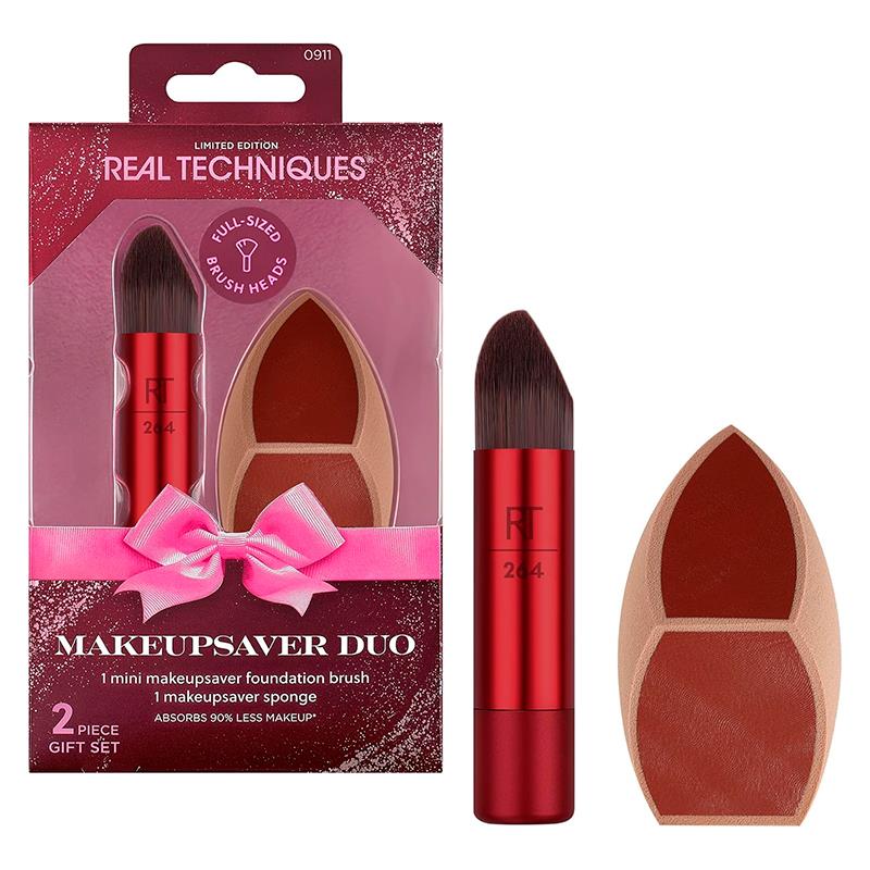 KIT REAL TECHNIQUES ESPONJA + PINCEL DE MAQUIAGEM 2PCS