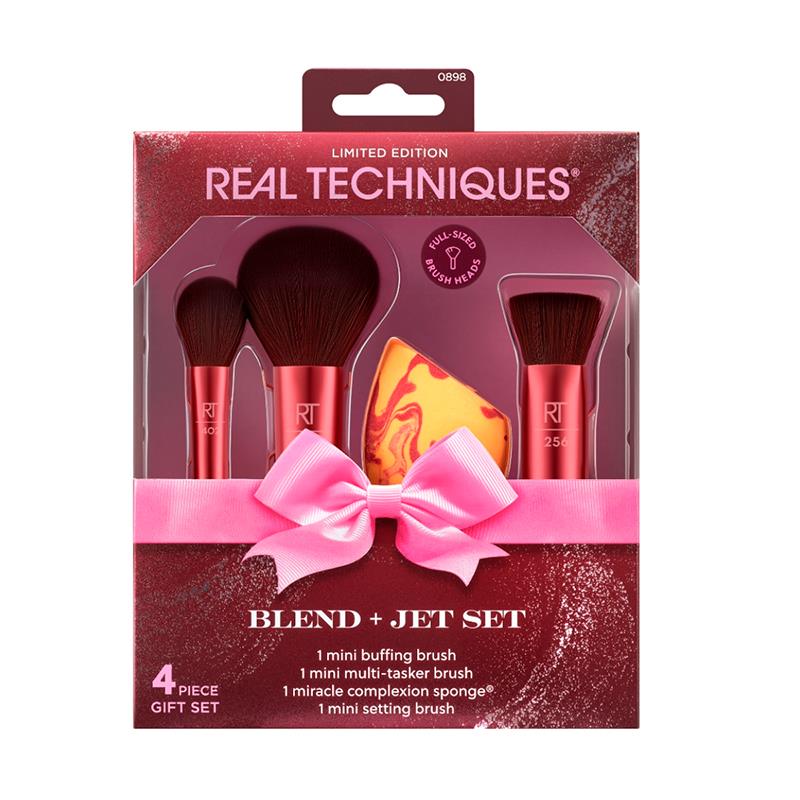 KIT REAL TECHNIQUES BLEND + JET SET TRAVEL PINCEIS E ESPONJAS 4PCS
