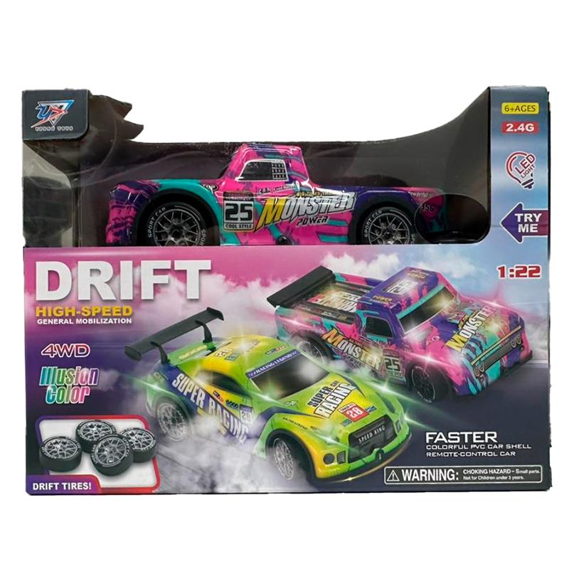 CARRINHO DE CONTROLE REMOTO YOUSU TOYS DRIFT ROSA E VERMELHO